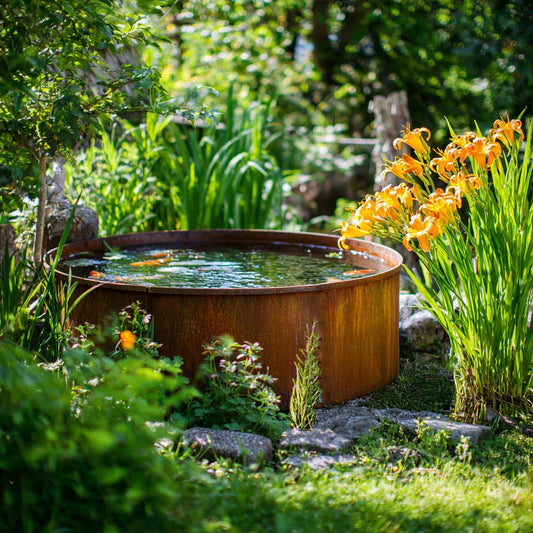 Wasserbecken aus Cortenstahl "Rotondo"