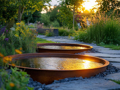 Wasserbecken aus Cortenstahl "Rotondo"