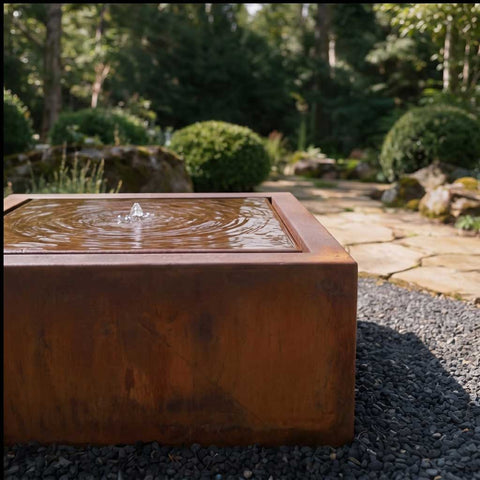 Wassertisch aus Cortenstahl "La Table Q"