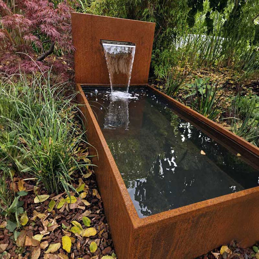 Set Wasserfall 1000 mit Wasserbecken 500 Cortenstahl/Cortenstahl