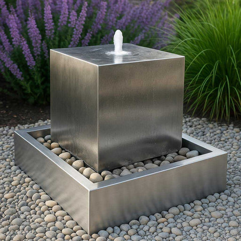 Gartenbrunnen aus Edelstahl "Le Cube"