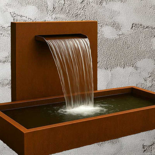 Set Wasserfall 1000 mit Wasserbecken 500 Cortenstahl/Cortenstahl