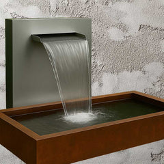 Set Wasserfall 1000 mit Wasserbecken 500 Edelstahl/Cortenstahl