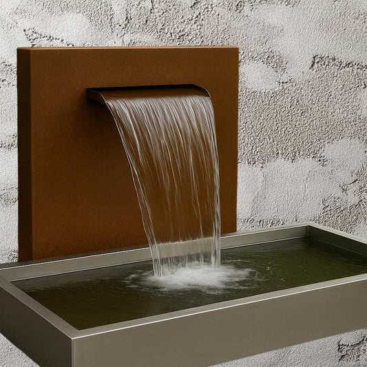 Set Wasserfall 1000 mit Wasserbecken 500 Cortenstahl/Edelstahl