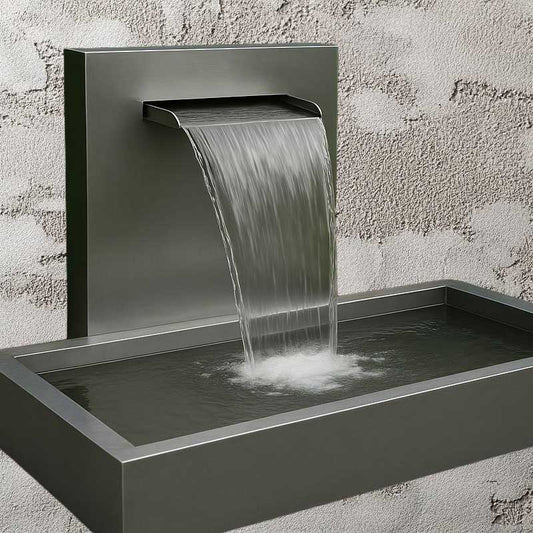 Set Wasserfall 1000 mit Wasserbecken 500 Edelstahl/Edelstahl