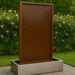Cortenstahl Wasserwand "Gemini Patina"
