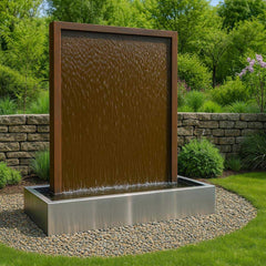 Cortenstahl Wasserwand "Gemini Patina"