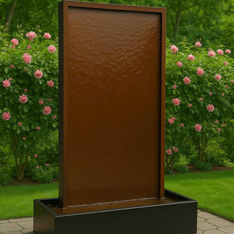 Cortenstahl Wasserwand "Gemini Patina"