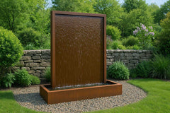 Cortenstahl Wasserwand "Gemini Patina"