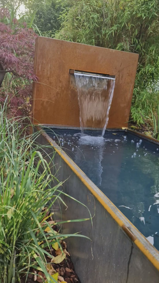 Set Wasserfall 1000 mit Wasserbecken 500 Cortenstahl/Cortenstahl